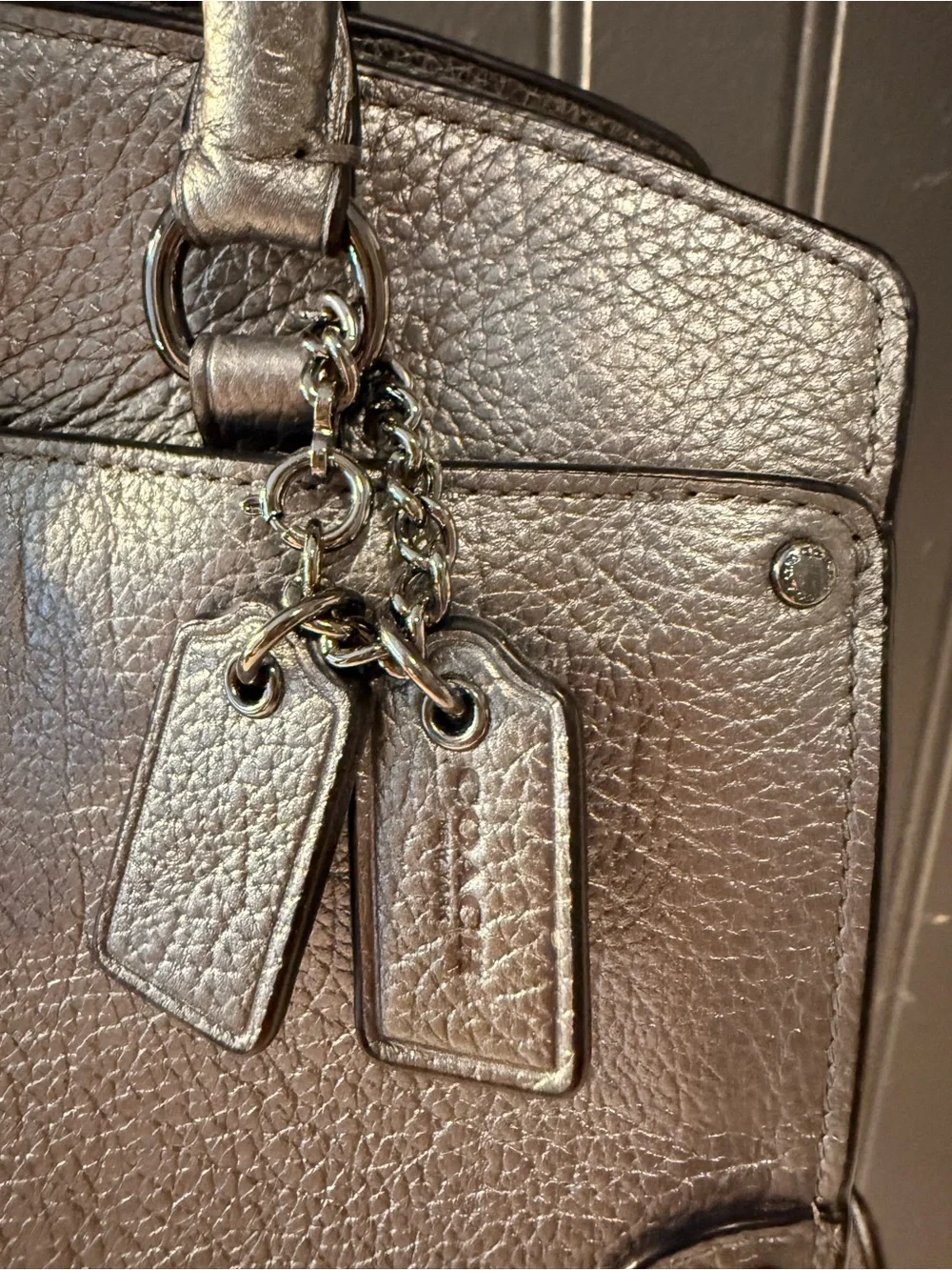 Coach satchel metallic